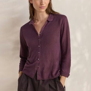 Poetry Plum Button Front Knit collared Cardigan | Minimalist Layer